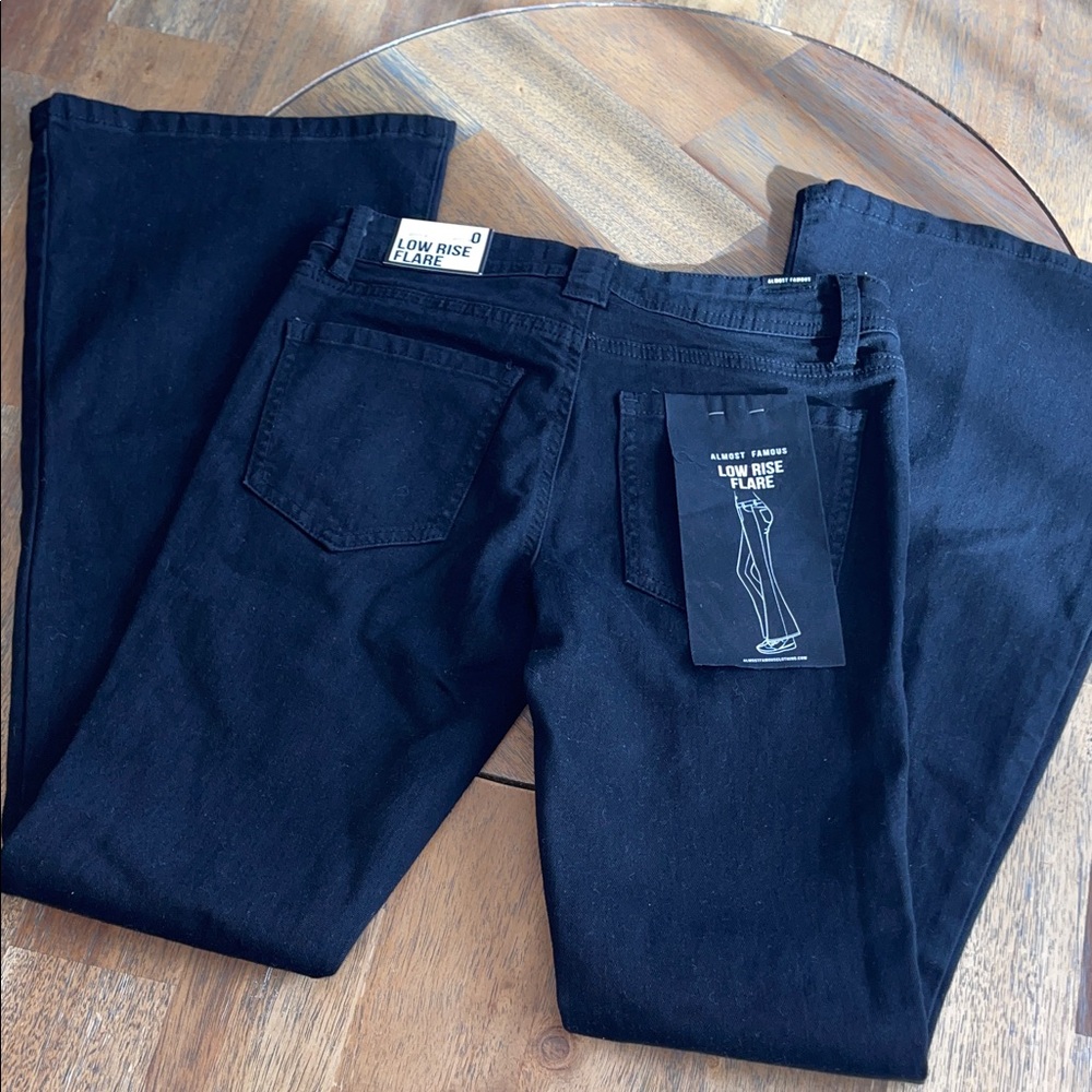 Black Flare Low Rise Jeans - Picture 3 of 4